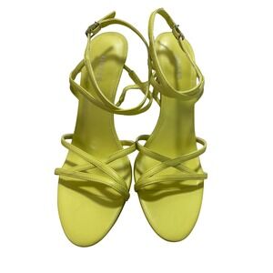 GUESS GWFUMI Lime Green Strappy Stiletto Heeled Sandals Neon Yellow Size 8M